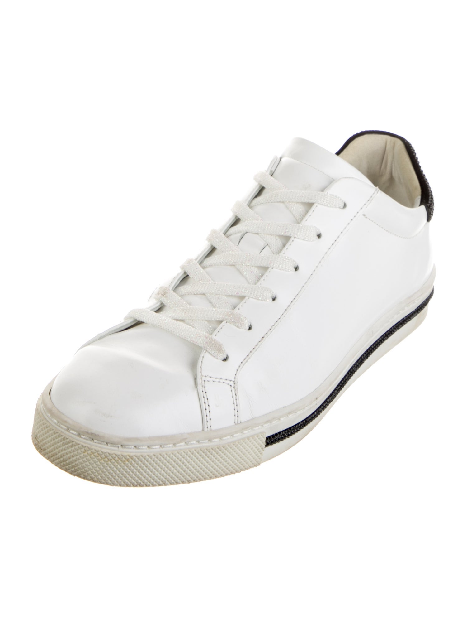 René Caovilla Leather Crystal Embellishments Sneakers
