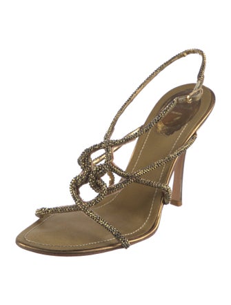 René Caovilla Crystal Embellishments Slingback Sandals