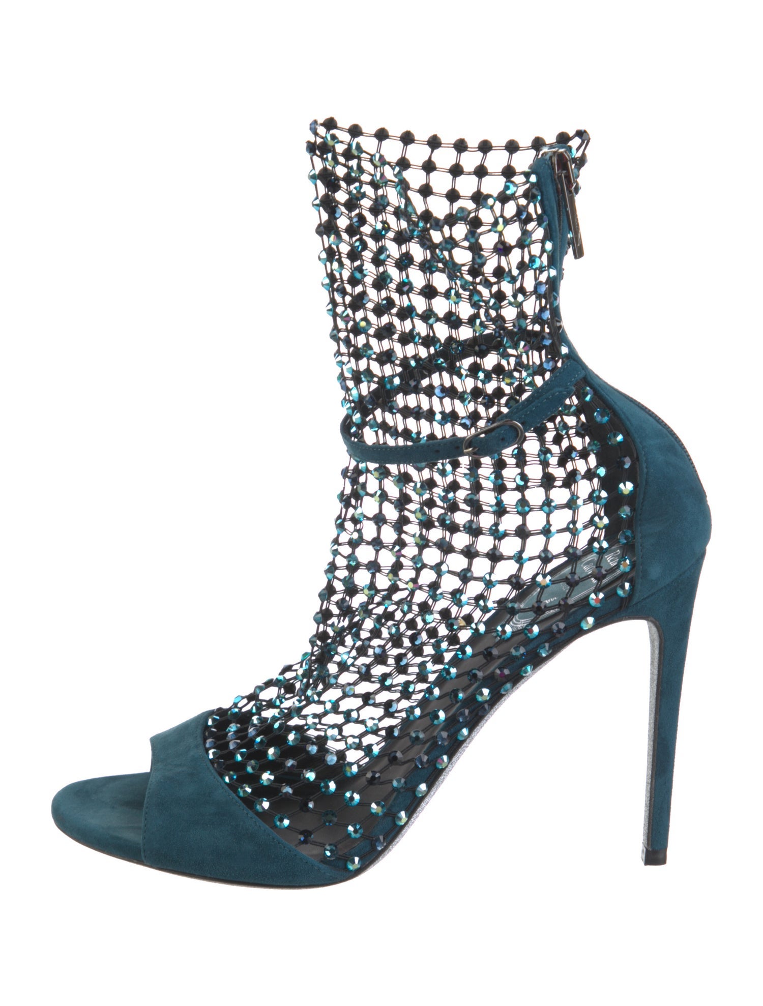 René Caovilla Suede Crystal Embellishments Sock Boots