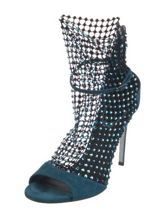 René Caovilla Suede Crystal Embellishments Sock Boots