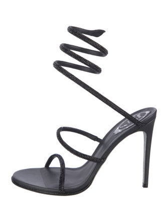 René Caovilla Leather Crystal Embellishments Gladiator Sandals