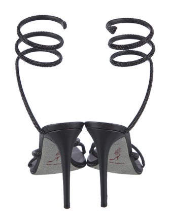 René Caovilla Leather Crystal Embellishments Gladiator Sandals