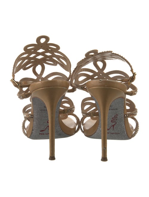 René Caovilla Leather Crystal Embellishments Gladiator Sandals