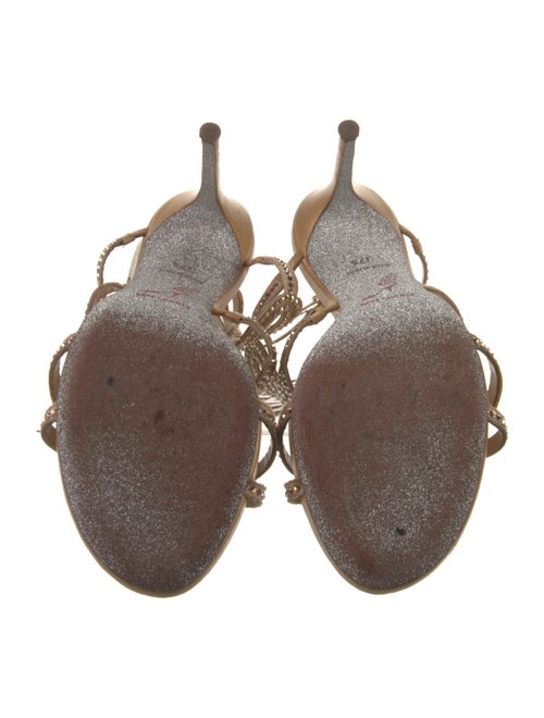 René Caovilla Leather Crystal Embellishments Gladiator Sandals