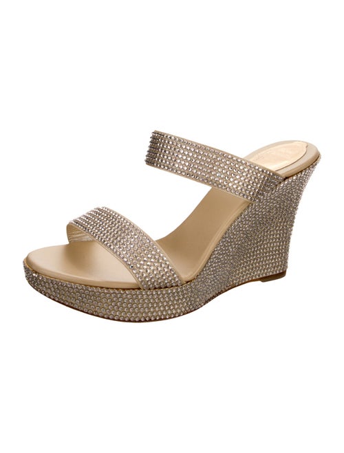 René Caovilla Leather Crystal Embellishments Slides