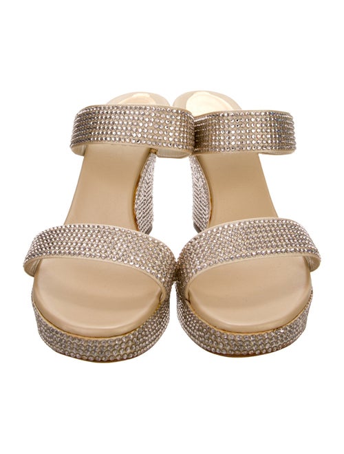 René Caovilla Leather Crystal Embellishments Slides