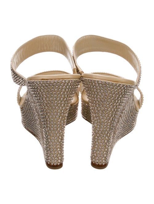 René Caovilla Leather Crystal Embellishments Slides