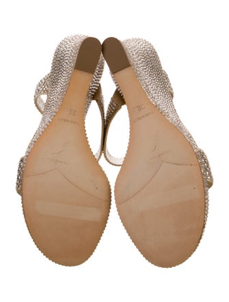 René Caovilla Leather Crystal Embellishments Slides