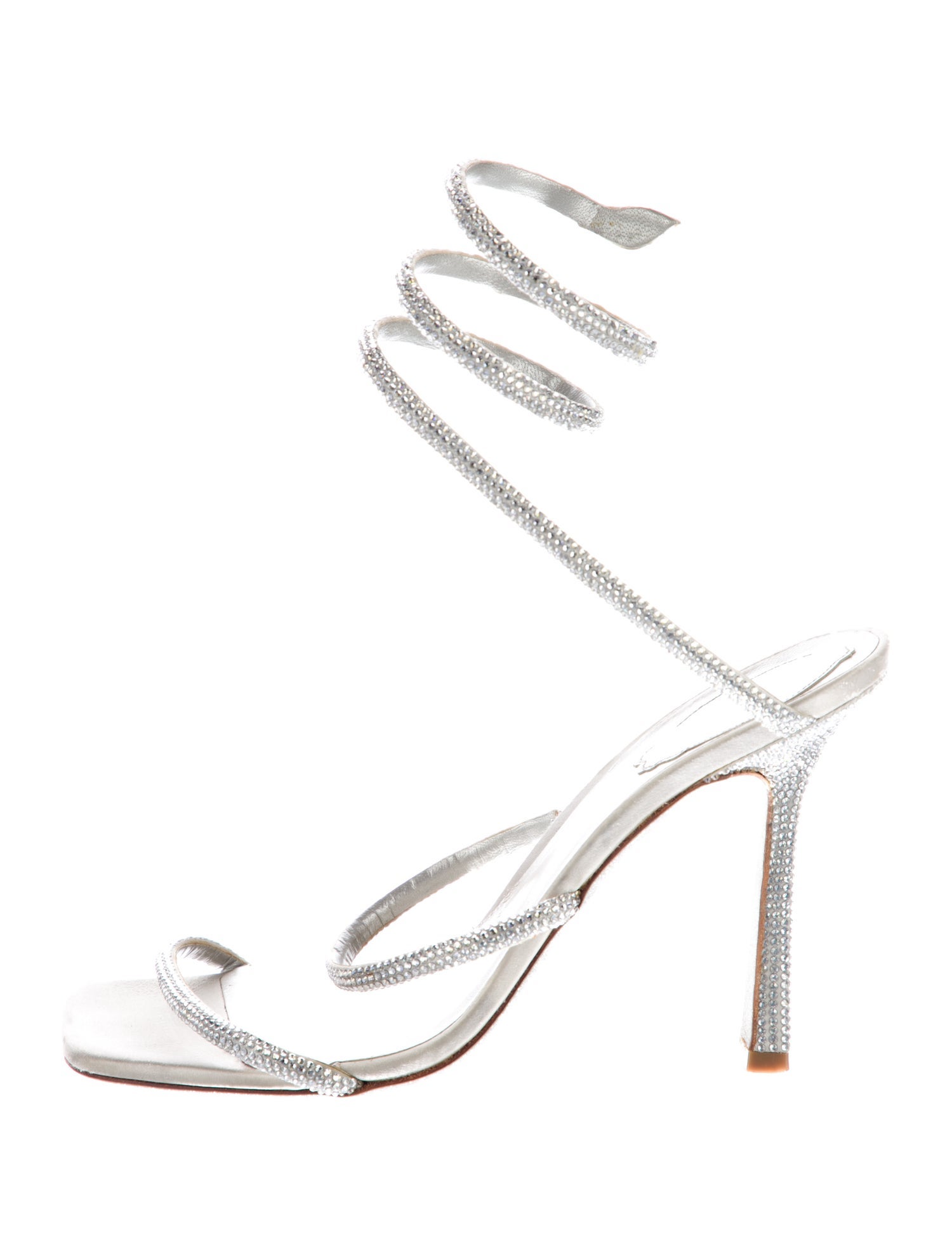 René Caovilla Satin Patterned Slingback Sandals
