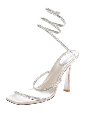 René Caovilla Satin Patterned Slingback Sandals