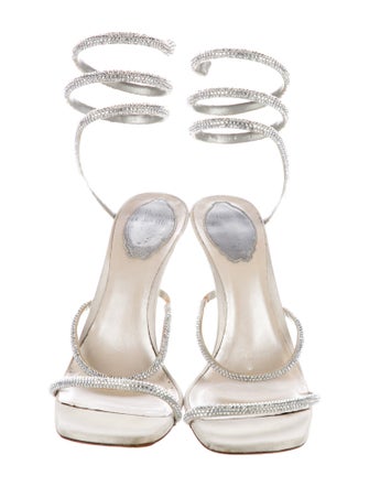 René Caovilla Satin Patterned Slingback Sandals