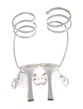 René Caovilla Satin Patterned Slingback Sandals