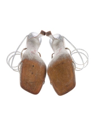 René Caovilla Satin Patterned Slingback Sandals