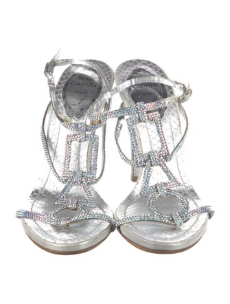 René Caovilla Leather T-Strap Sandals