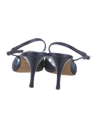 René Caovilla Satin Colorblock Pattern Slingback Sandals