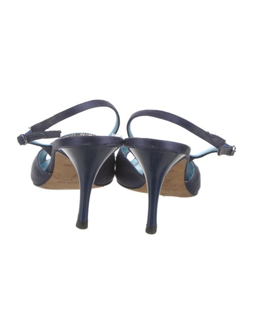 René Caovilla Satin Colorblock Pattern Slingback Sandals