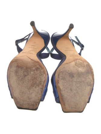 René Caovilla Satin Colorblock Pattern Slingback Sandals