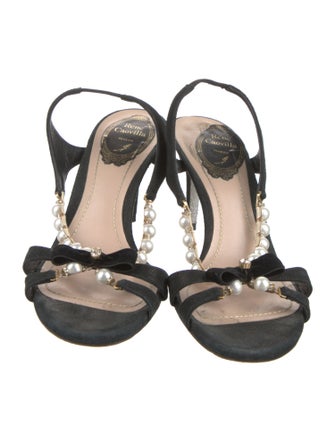 René Caovilla Suede Slingback Sandals