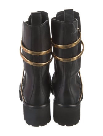 René Caovilla Leather Crystal Embellishments Moto Boots