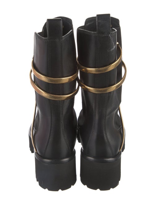 René Caovilla Leather Crystal Embellishments Moto Boots