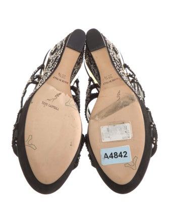 René Caovilla Suede Patterned Slides