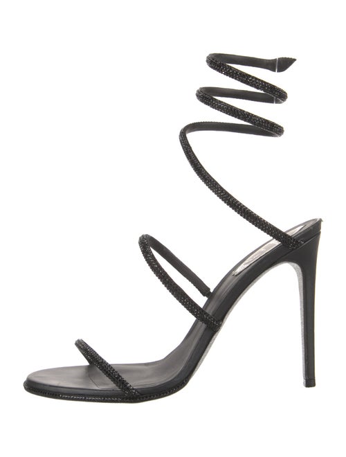 René Caovilla Leather Crystal Embellishments Slingback Sandals