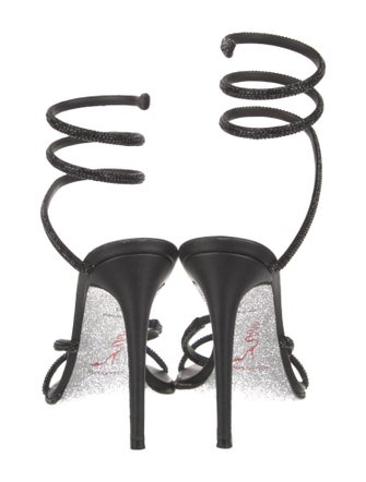 René Caovilla Leather Crystal Embellishments Slingback Sandals