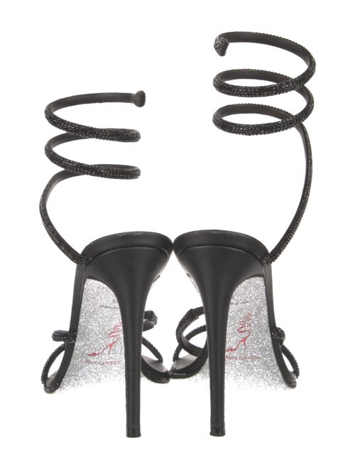 René Caovilla Leather Crystal Embellishments Slingback Sandals