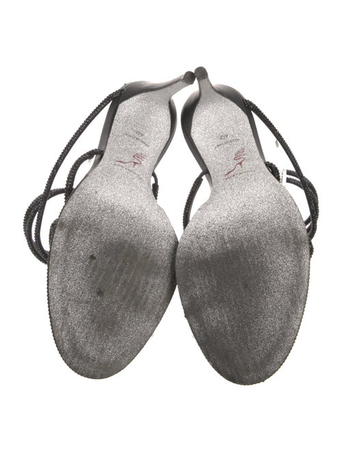 René Caovilla Leather Crystal Embellishments Slingback Sandals