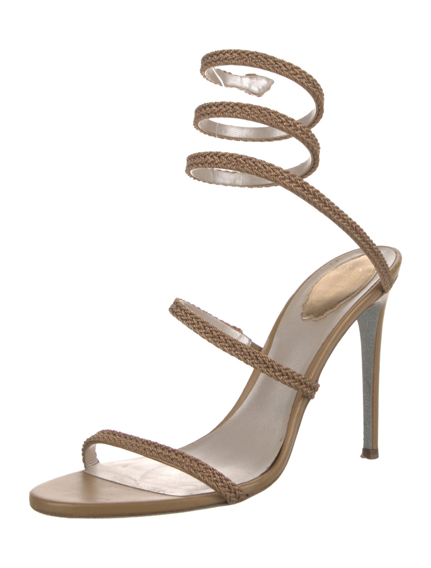 René Caovilla Leather Glitter Accents Sandals