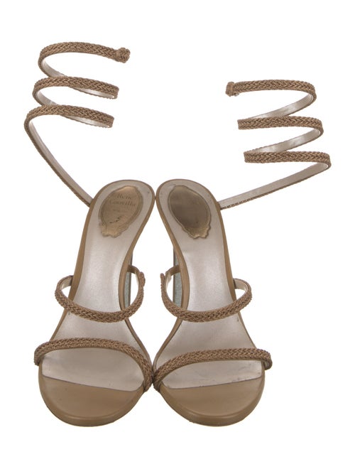 René Caovilla Leather Glitter Accents Sandals