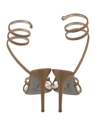 René Caovilla Leather Glitter Accents Sandals