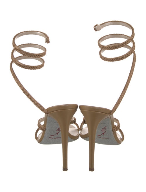 René Caovilla Leather Glitter Accents Sandals