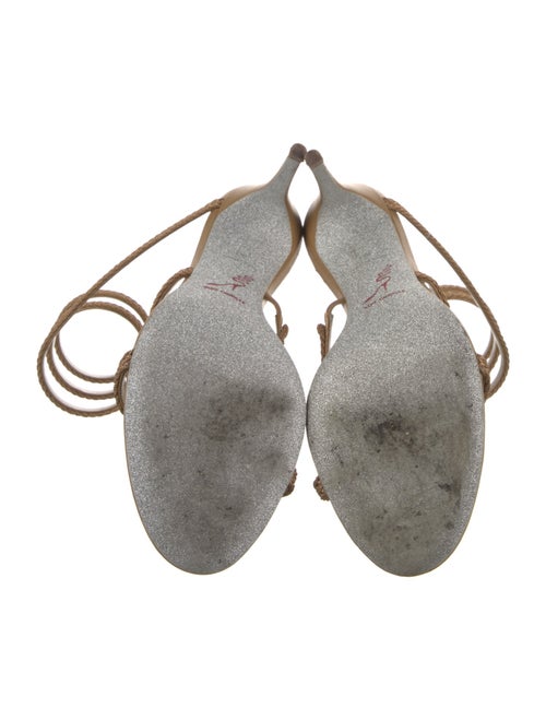 René Caovilla Leather Glitter Accents Sandals