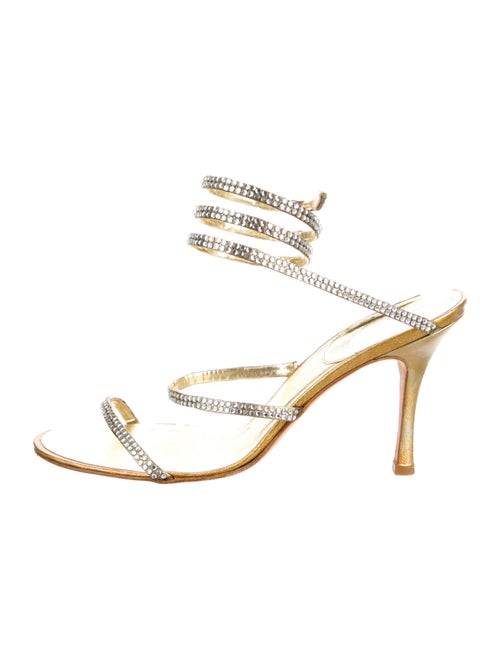 René Caovilla Leather Crystal Embellishments Sandals