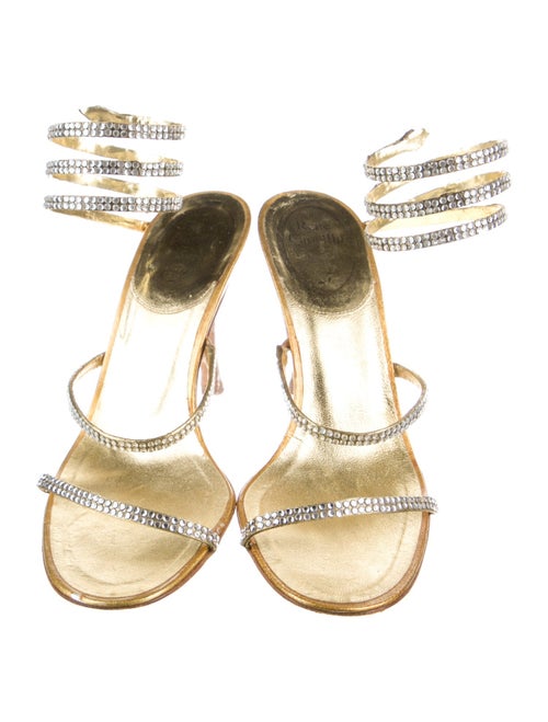 René Caovilla Leather Crystal Embellishments Sandals