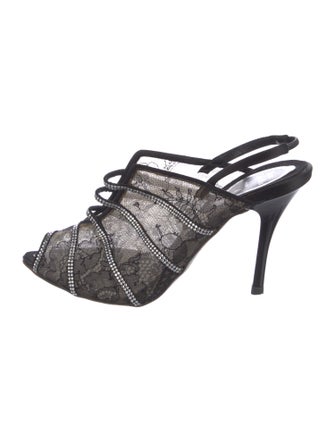 René Caovilla Lace Lace Pattern Mules