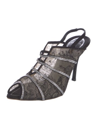 René Caovilla Lace Lace Pattern Mules