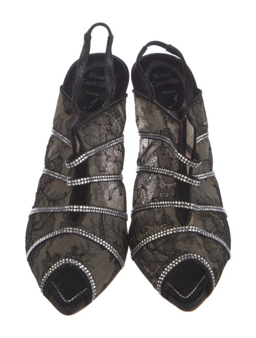 René Caovilla Lace Lace Pattern Mules