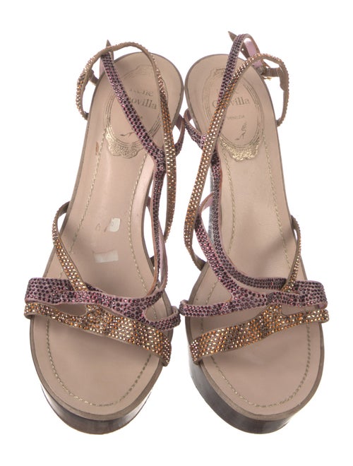 René Caovilla Leather Patterned Slingback Sandals