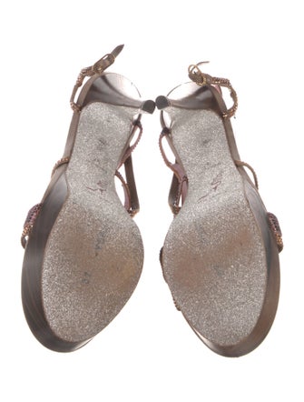 René Caovilla Leather Patterned Slingback Sandals