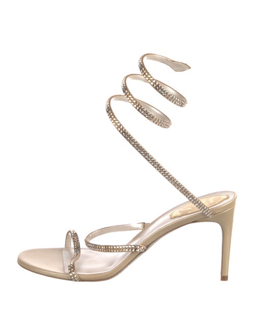 René Caovilla Satin Crystal Embellishments Slingback Sandals