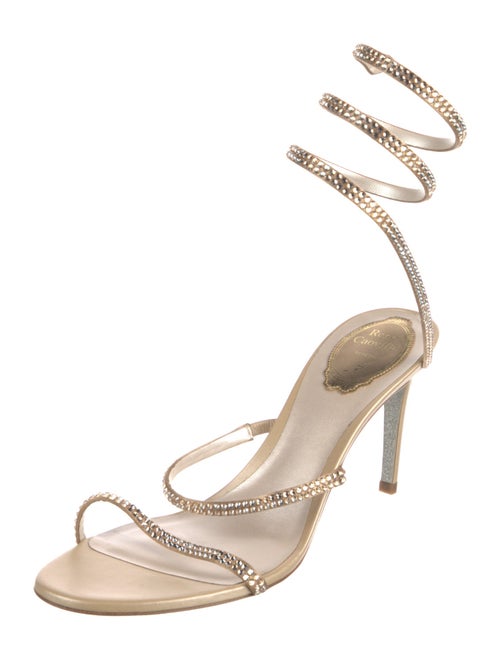 René Caovilla Satin Crystal Embellishments Slingback Sandals