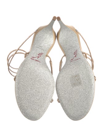 René Caovilla Satin Crystal Embellishments Slingback Sandals