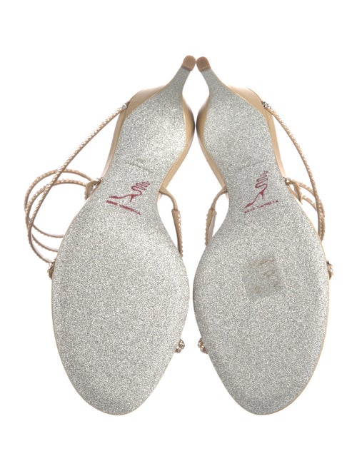 René Caovilla Satin Crystal Embellishments Slingback Sandals