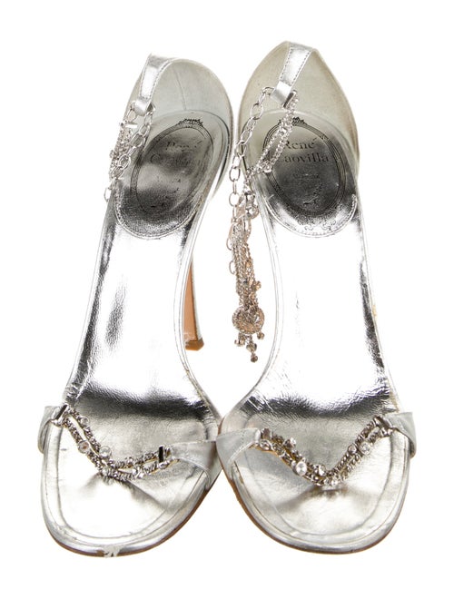 René Caovilla Leather T-Strap Sandals