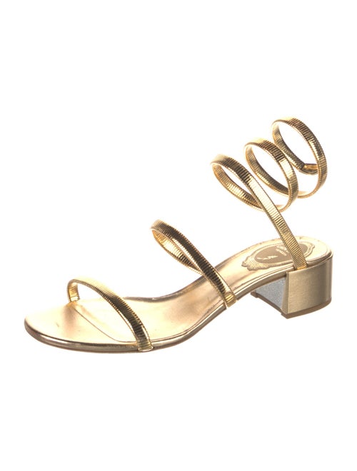 René Caovilla Leather Beaded Accents Slingback Sandals