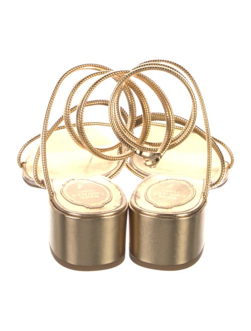 René Caovilla Leather Beaded Accents Slingback Sandals