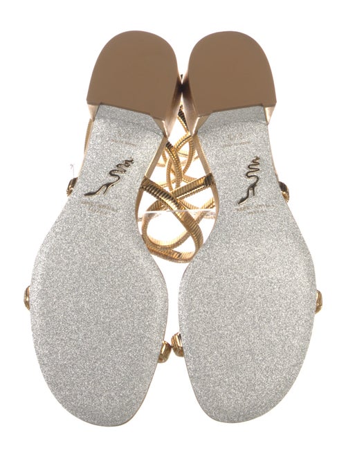 René Caovilla Leather Beaded Accents Slingback Sandals