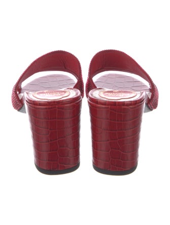 René Caovilla Leather Crystal Embellishments Slides